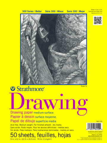Strathmore 300 Series Drawing Pad 9x12 50 Sheets Tapebound