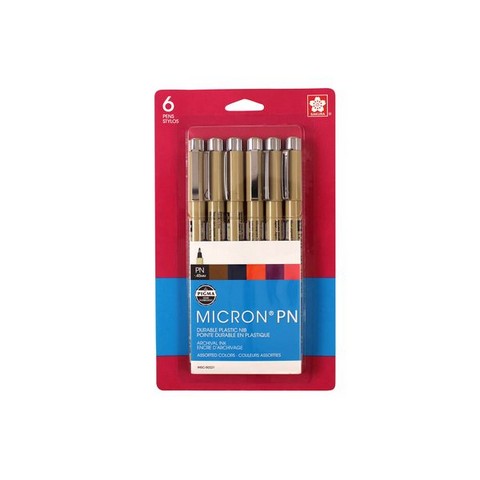 Sakura Micron Pen Plastic Nib 6-pc Set Assorted Colors