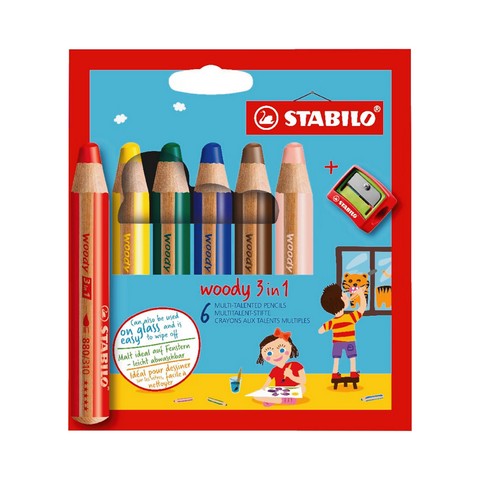 Stabilo woody Set of 6 Pencils with Sharpener