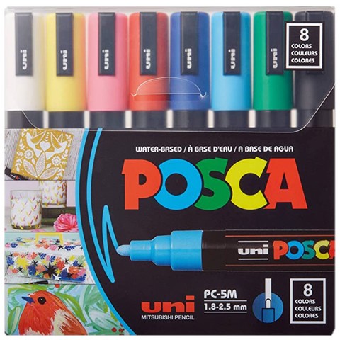 POSCA Acrylic Paint Marker 8-Color PC-5M Medium Set