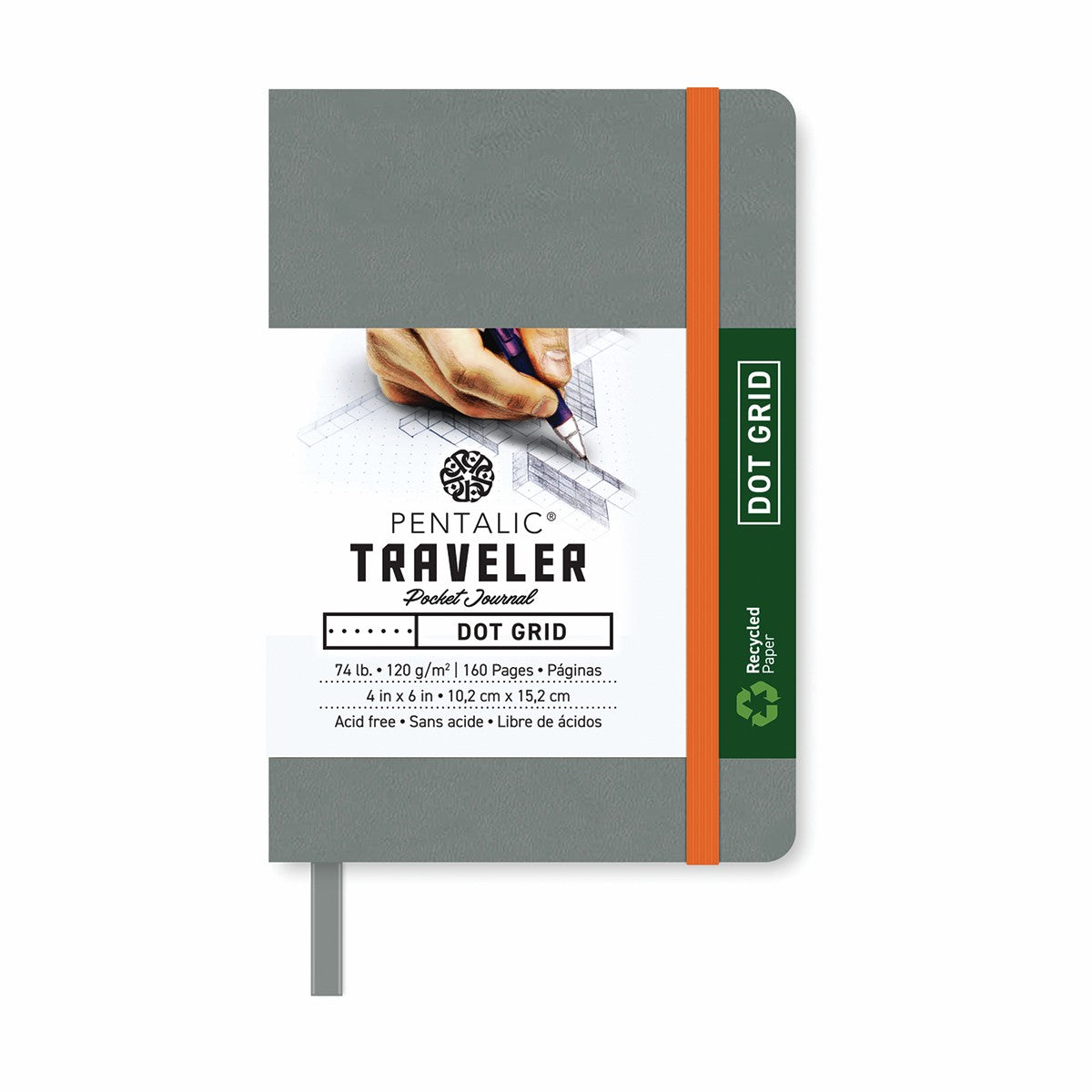 Pentalic Journal Pocket Dot Grid 4x6 Gray