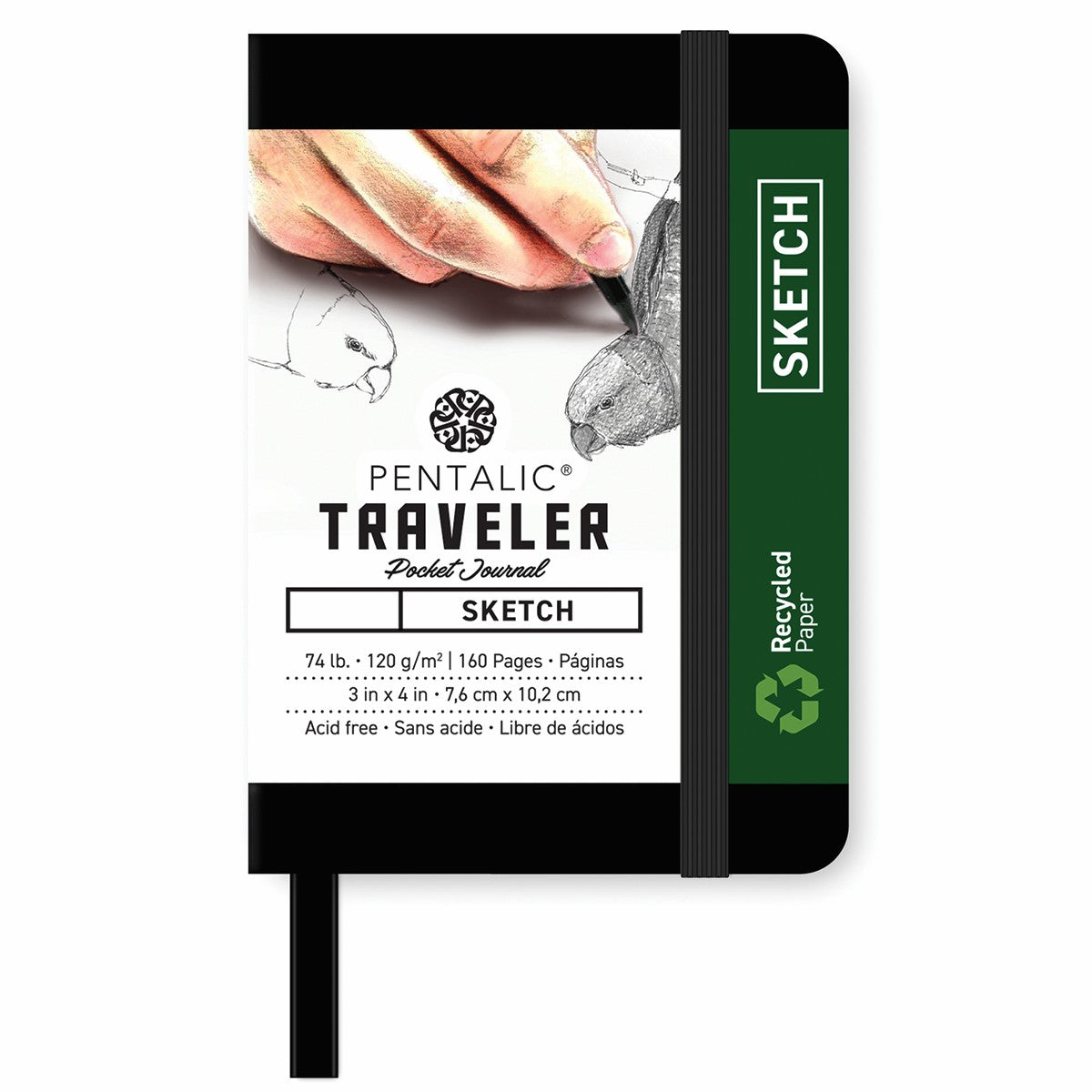 Pentalic Journal Pocket Dot Grid 3x4 Black