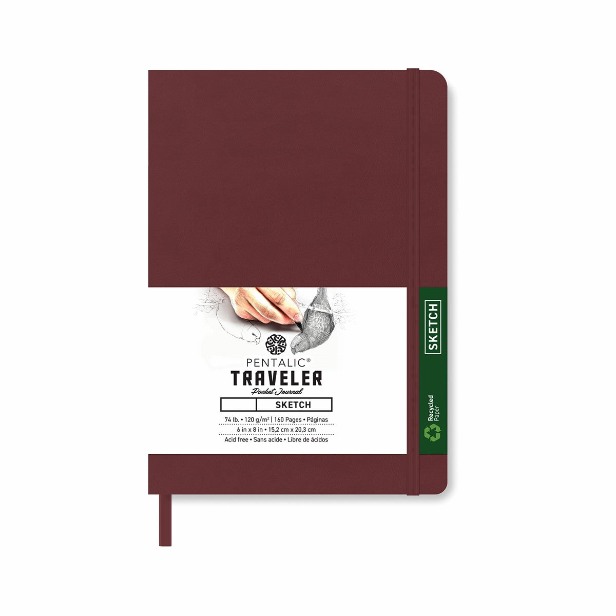 Pentalic Journal Pocket Sketch 6x8 Burgundy