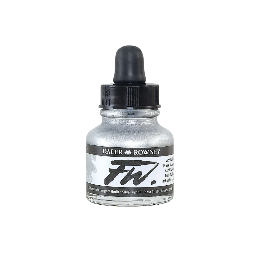 Daler Rowney FW Acrylic Ink 1oz Imitation Silver