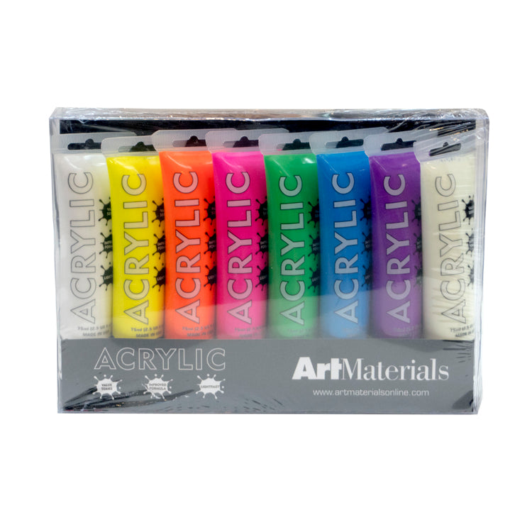 Art Materials Acrylics 75ml Neon Color Tube Set
