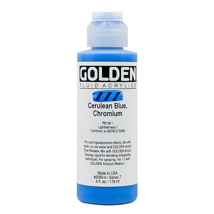 Golden Fluid Acrylic Cerulean Blue Chromium 4oz ⚠️