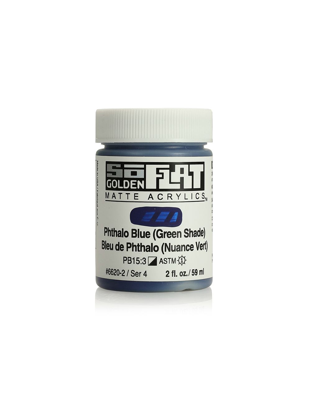 Golden SoFlat Matte Acrylic 2oz Phthalo Blue Green Shade S4