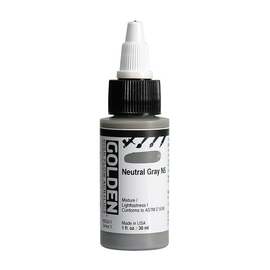 Golden High Flow Acrylic Neutral Gray N5 1oz ⚠️