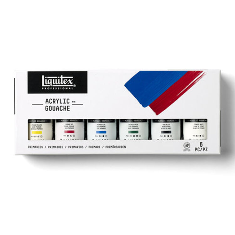Liquitex Acrylic Gouache 6x59ml Set Primaries
