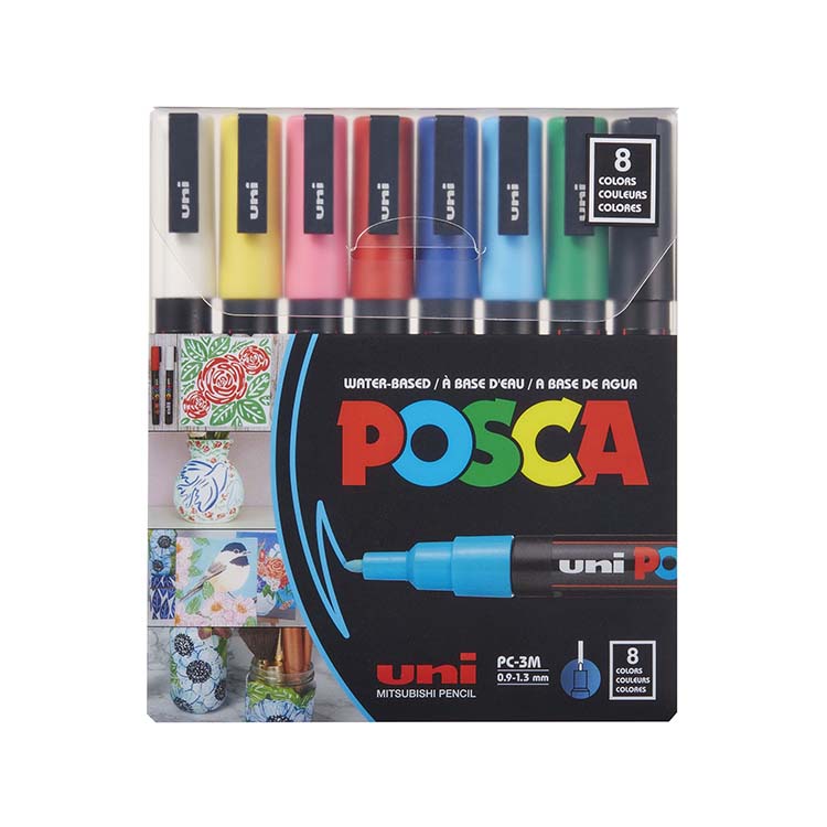 POSCA 8-color Extra-Fine Basic Acrylic Paint Marker Set