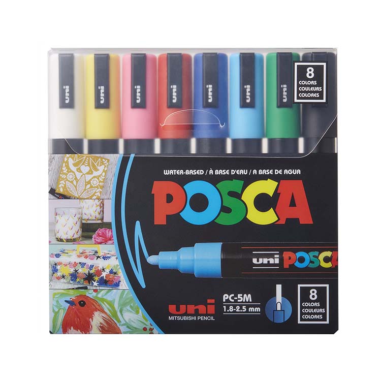 POSCA Extra Fine Metallic 8ct Acrylic Paint Marker Set