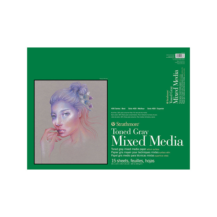 Strathmore Toned Mixed Media Paper Pad 400 Series 18x24 Gray