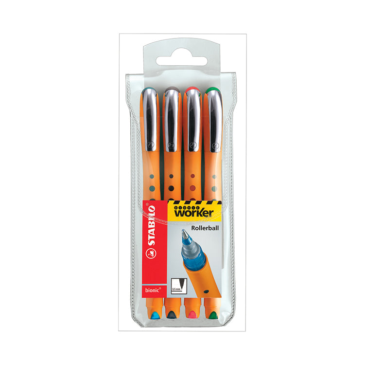Stabilo Bionic Worker Rollerball Pen .5mm 4 Pack