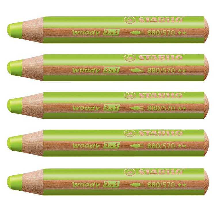 Stabilo Woody Pencil Leaf Green 5 Pack