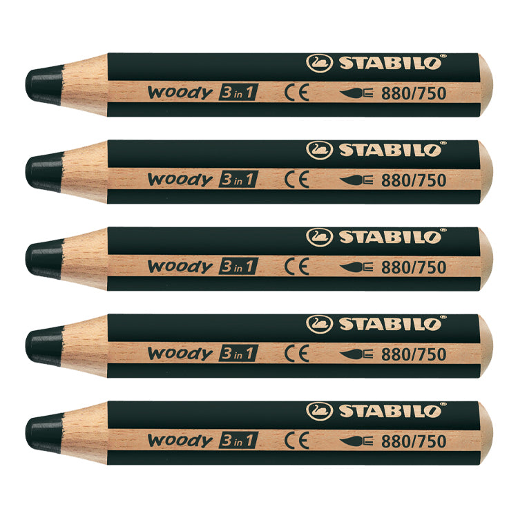 Stabilo Woody Pencil Black 5 Pack