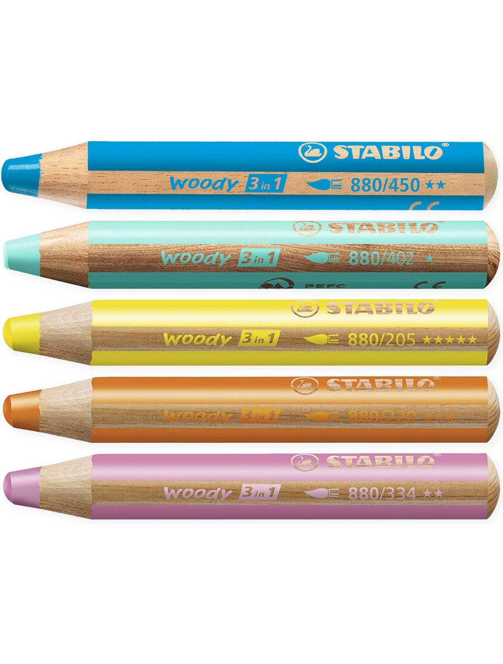 Stabilo Woody Pencil 5pk Pastel Set + Sharpener