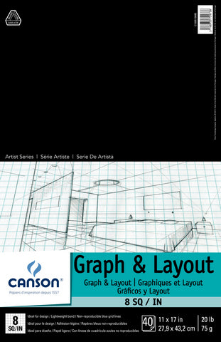 Canson Graph Paper Pad 8x8 Grid 11x17