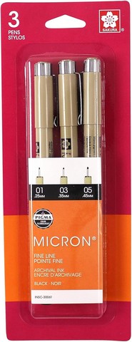 Sakura Pigma Micron Pen 3-pk Black