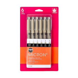 Sakura Pigma Micron Pen 6-pk Black