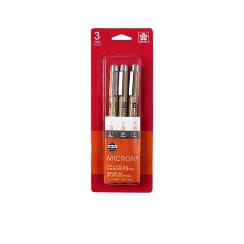 Sakura Pigma Micron 3-Pack Cool Gray