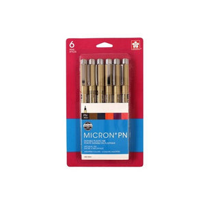 Sakura Micron Pen Plastic Nib 6-pc Set Assorted Colors