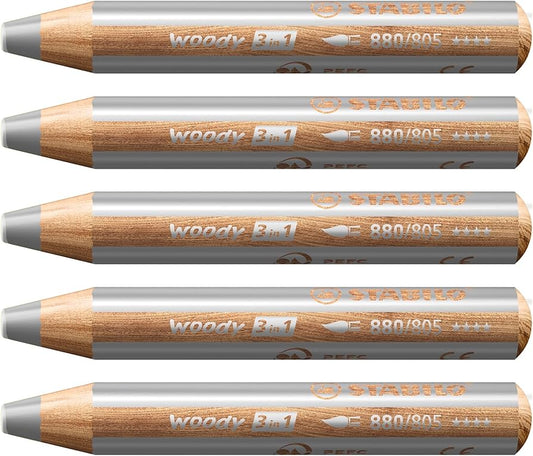 STABILO WOODY PENCIL SILVER 5 Pack