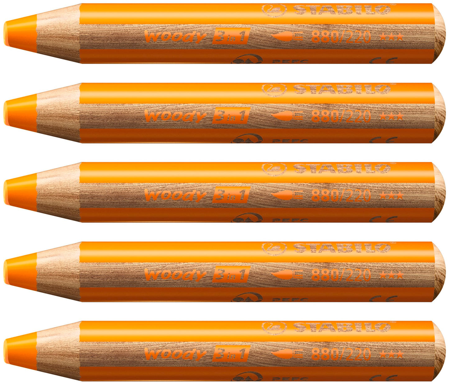 STABILO WOODY PENCIL ORANGE 5 Pack