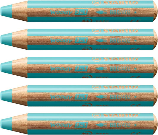 STABILO WOODY PNCL PASTEL BLUE 5 Pack