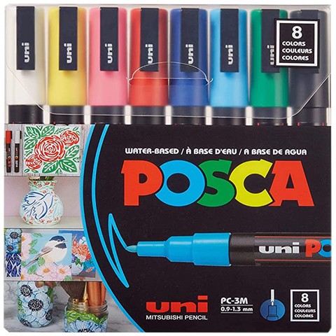 POSCA Acrylic Paint Marker 8-Color PC-3M Fine Set