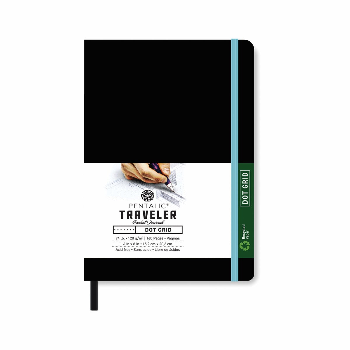 Pentalic Journal Pocket Dot Grid 6x8 Black