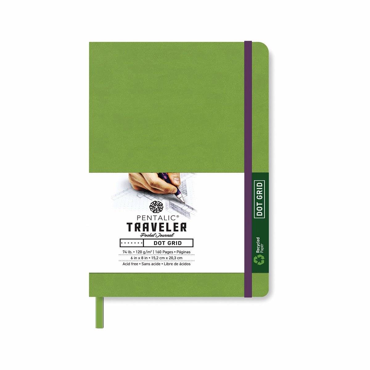 Pentalic Journal Pocket Dot Grid 6x8 Olive Green