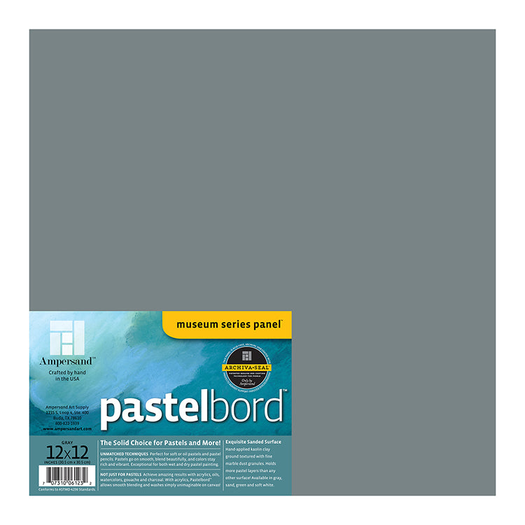 Ampersand Pastelbord Panel 12x12 Gray