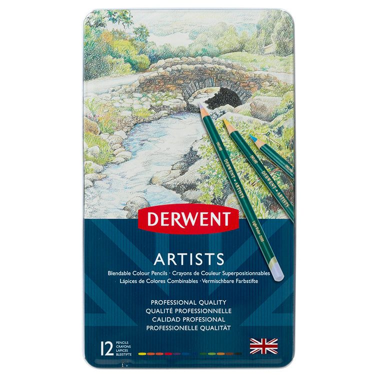 Derwent Artists Colored Pencil Set of 12 Tin