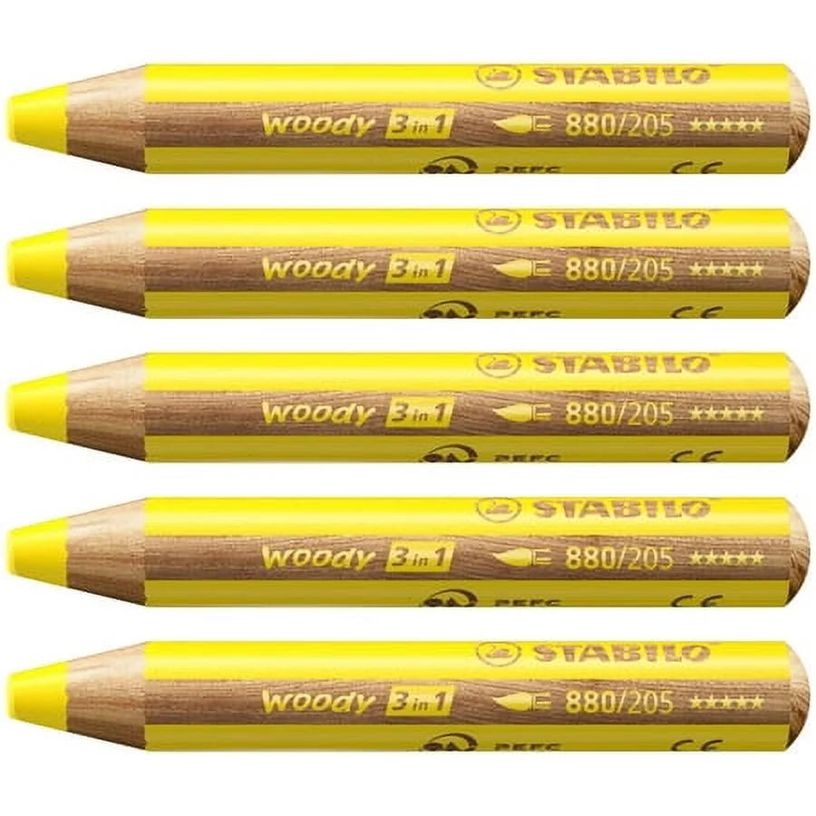 STABILO WOODY PENCIL YELLOW 5 Pack