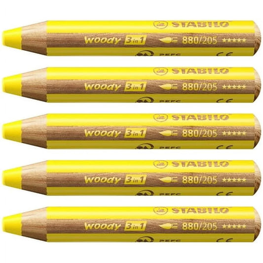 STABILO WOODY PENCIL YELLOW 5 Pack