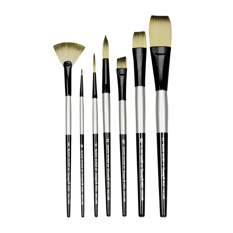 Dynasty Black Silver Brush Blended Synthetic Long Liner 5/0