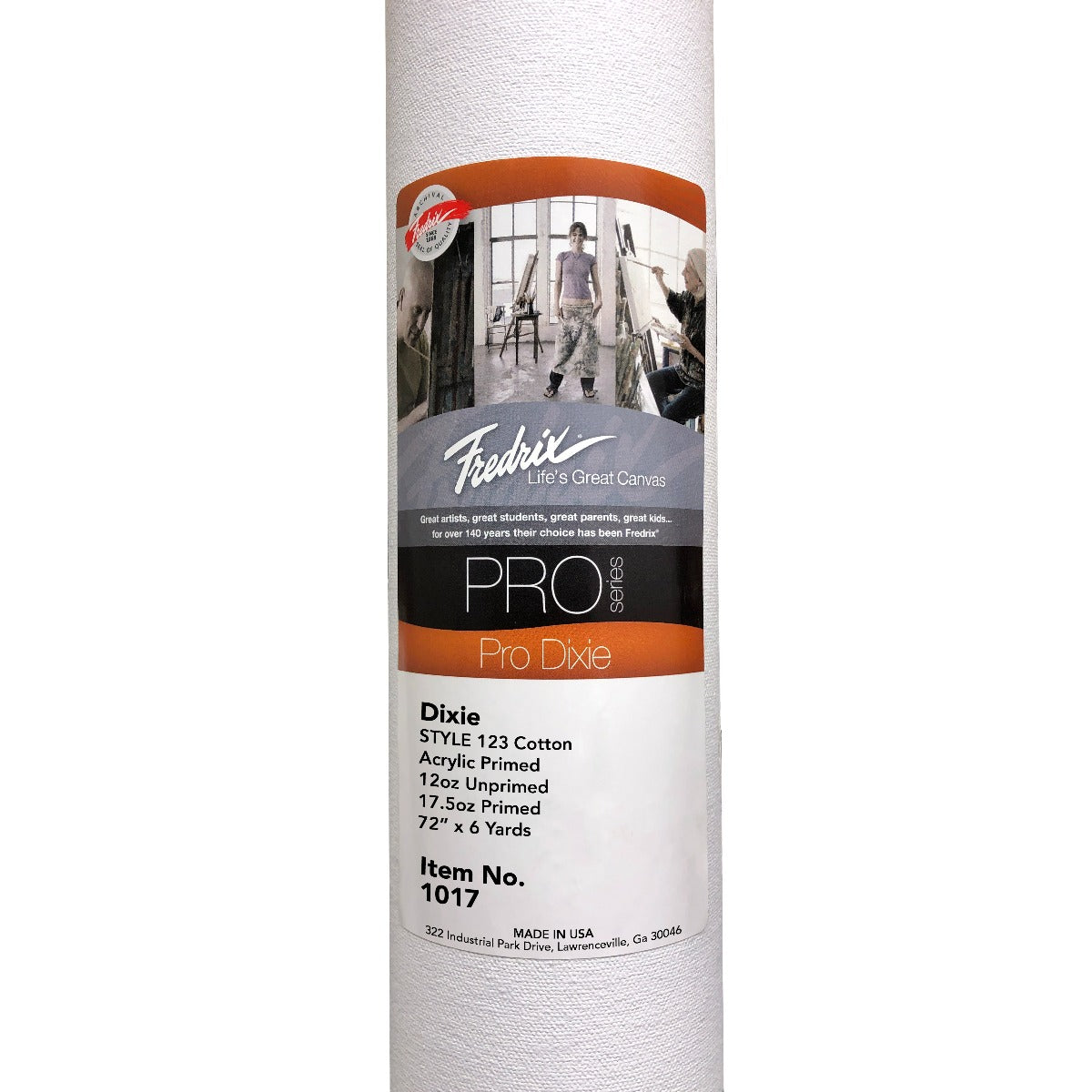 Fredrix PRO Series 123 Dixie 17.5 oz Primed Cotton Canvas Roll 72in x 3yds