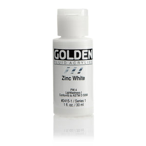 Golden Fluid Acrylic Zinc White 1oz