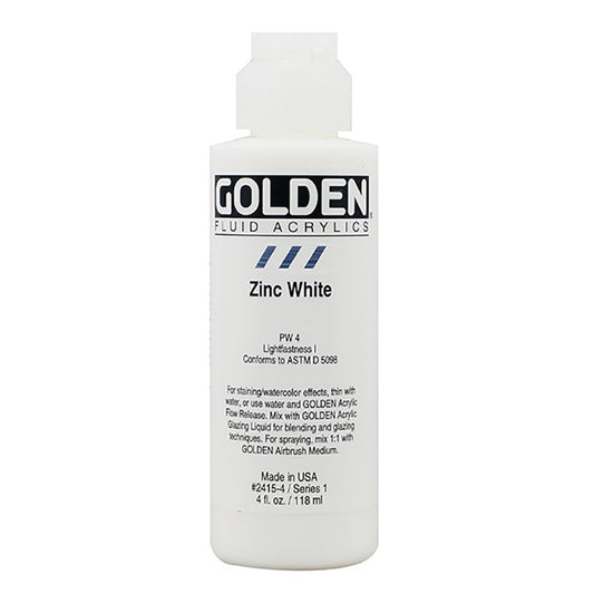 Golden Fluid Acrylic Zinc White 4oz