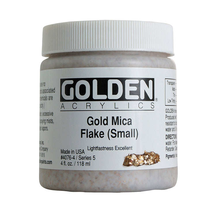 Golden Heavy Body Acrylic Iridescent Gold Mica Flakes Small 4oz