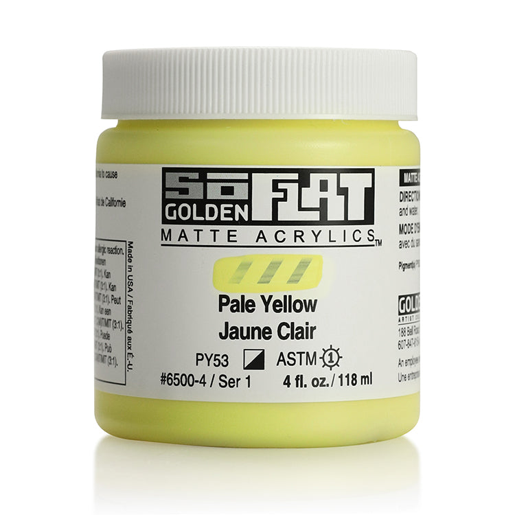 Golden SoFlat Matte Acrylic 4oz Pale Yellow S1