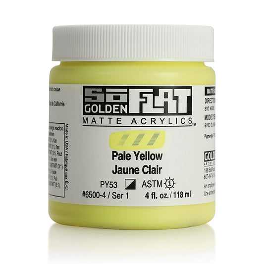 Golden SoFlat Matte Acrylic 4oz Pale Yellow S1