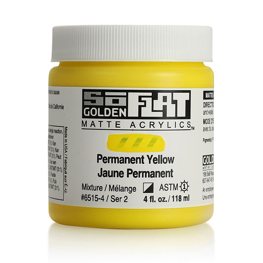 Golden SoFlat Matte Acrylic 4oz Permanent Yellow S2