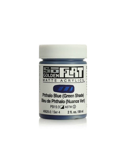 Golden SoFlat Matte Acrylic 2oz Phthalo Blue Green Shade S4