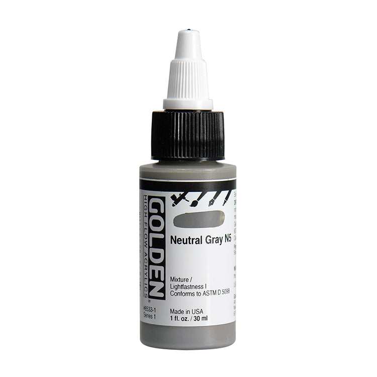 Golden High Flow Acrylic Neutral Gray N5 1oz ⚠️