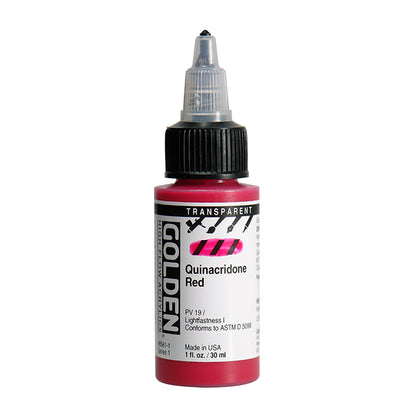 Golden High Flow Acrylic Transparent Quinacridone Red 1oz