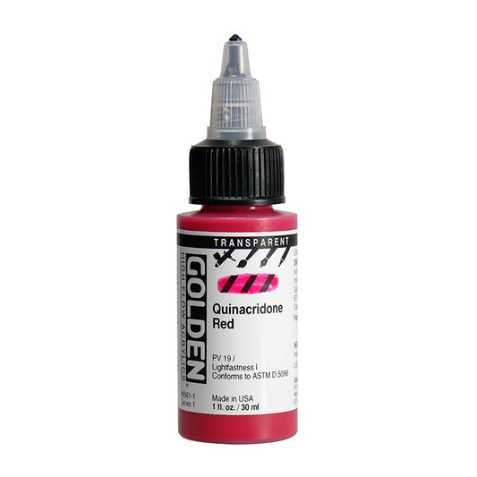 Golden High Flow Acrylic Transparent Quinacridone Red 1oz