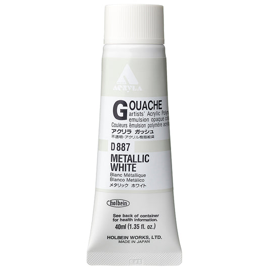 Holbein Acrylic Gouache 40ml Metallic White