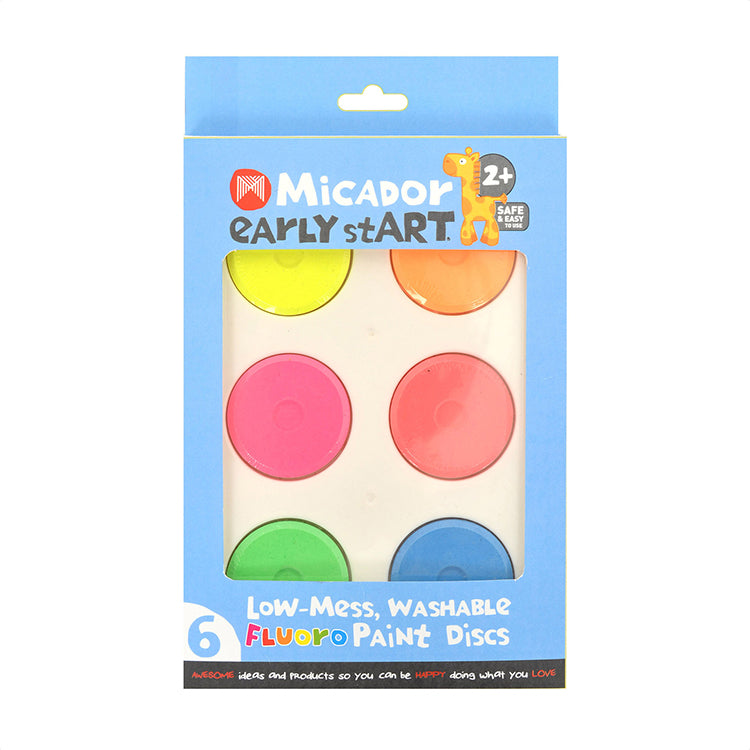 Low-Mess Washable Paint Set 6 Fluorescent