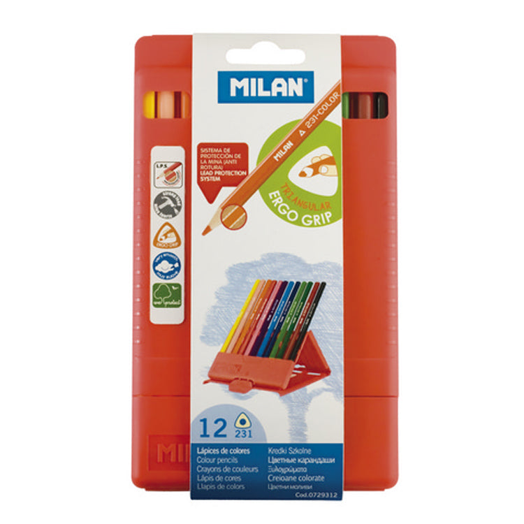 Milan Flexibox Triangular Colored Pencils 12 Set